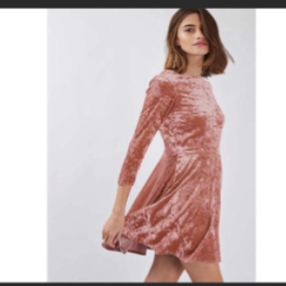 Rose color velvety romantic crush date dress